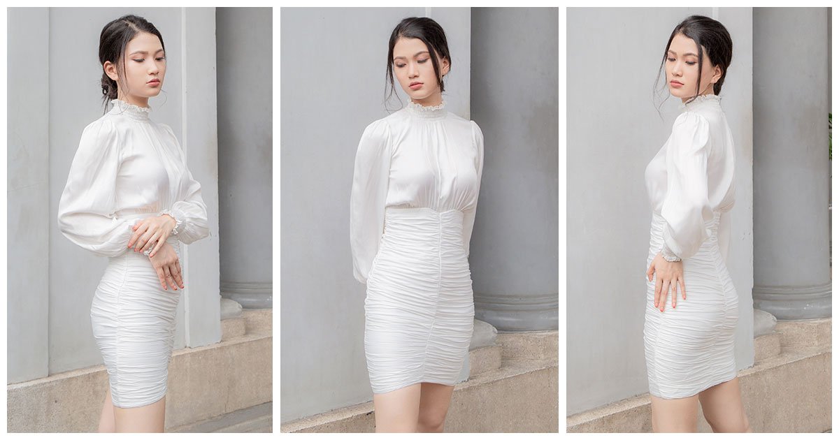White Silk-Satin Mini Dress